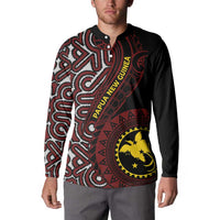 Papua New Guinea Oro Tapa Motif Button Sweatshirt Special LT7 - Polynesian Pride