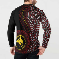 Papua New Guinea Oro Tapa Motif Button Sweatshirt Special LT7 - Polynesian Pride