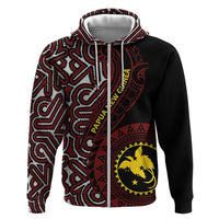 Papua New Guinea Oro Tapa Motif Hoodie Special LT7 Zip Hoodie Black - Polynesian Pride