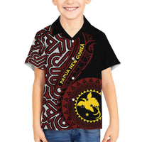 Papua New Guinea Oro Tapa Motif Kid Hawaiian Shirt Special LT7 Kid Black - Polynesian Pride
