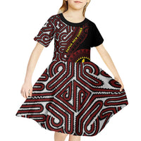 Papua New Guinea Oro Tapa Motif Kid Short Sleeve Dress Special LT7 - Polynesian Pride
