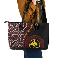 Papua New Guinea Oro Tapa Motif Leather Tote Bag Special LT7 - Polynesian Pride