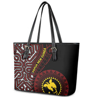 Papua New Guinea Oro Tapa Motif Leather Tote Bag Special LT7 - Polynesian Pride