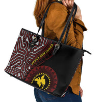 Papua New Guinea Oro Tapa Motif Leather Tote Bag Special LT7 - Polynesian Pride
