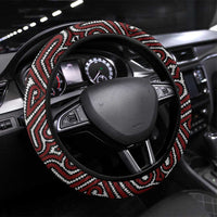 Papua New Guinea Oro Tapa Motif Steering Wheel Cover Special LT7 Universal Fit Black - Polynesian Pride