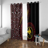 Papua New Guinea Oro Tapa Motif Window Curtain Special LT7 With Grommets Black - Polynesian Pride