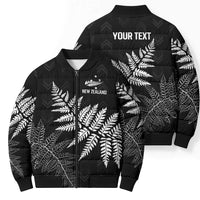 New Zealand Lawn Bowls Personalized Bomber Puffer Jacket Wrap-Around Silver Fern - Polynesian Pride