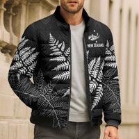 New Zealand Lawn Bowls Personalized Bomber Puffer Jacket Wrap-Around Silver Fern - Polynesian Pride