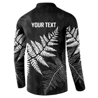 New Zealand Lawn Bowls Personalized Button Sweatshirt Wrap-Around Silver Fern - Polynesian Pride