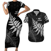 New Zealand Lawn Bowls Personalized Couples Matching Short Sleeve Bodycon Dress and Hawaiian Shirt Wrap-Around Silver Fern - Polynesian Pride