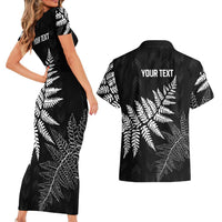 New Zealand Lawn Bowls Personalized Couples Matching Short Sleeve Bodycon Dress and Hawaiian Shirt Wrap-Around Silver Fern - Polynesian Pride