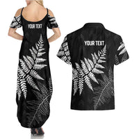 New Zealand Lawn Bowls Personalized Couples Matching Summer Maxi Dress and Hawaiian Shirt Wrap-Around Silver Fern - Polynesian Pride