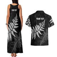 New Zealand Lawn Bowls Personalized Couples Matching Tank Maxi Dress and Hawaiian Shirt Wrap-Around Silver Fern - Polynesian Pride