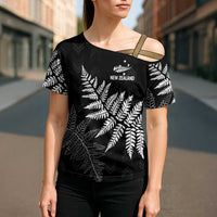 New Zealand Lawn Bowls Personalized Cross Shoulder Shirt Wrap-Around Silver Fern LT7 - Polynesian Pride