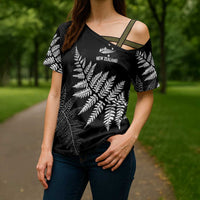 New Zealand Lawn Bowls Personalized Cross Shoulder Shirt Wrap-Around Silver Fern LT7 - Polynesian Pride