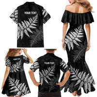 New Zealand Lawn Bowls Personalized Family Matching Mermaid Dress and Hawaiian Shirt Wrap-Around Silver Fern - Polynesian Pride