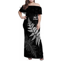 New Zealand Lawn Bowls Personalized Family Matching Off Shoulder Maxi Dress and Hawaiian Shirt Wrap-Around Silver Fern - Polynesian Pride