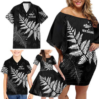 New Zealand Lawn Bowls Personalized Family Matching Off Shoulder Short Dress and Hawaiian Shirt Wrap-Around Silver Fern - Polynesian Pride