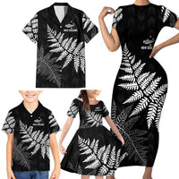 New Zealand Lawn Bowls Personalized Family Matching Short Sleeve Bodycon Dress and Hawaiian Shirt Wrap-Around Silver Fern - Polynesian Pride