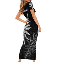 New Zealand Lawn Bowls Personalized Family Matching Short Sleeve Bodycon Dress and Hawaiian Shirt Wrap-Around Silver Fern - Polynesian Pride