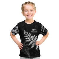New Zealand Lawn Bowls Personalized Kid T Shirt Wrap-Around Silver Fern LT7 Black - Polynesian Pride