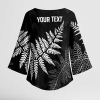 New Zealand Lawn Bowls Personalized Kimono Sleeve Blouse Wrap-Around Silver Fern - Polynesian Pride