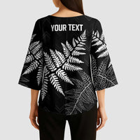 New Zealand Lawn Bowls Personalized Kimono Sleeve Blouse Wrap-Around Silver Fern - Polynesian Pride