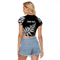 New Zealand Lawn Bowls Personalized Raglan Cropped T Shirt Wrap-Around Silver Fern LT7 - Polynesian Pride