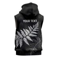 New Zealand Lawn Bowls Personalized Sleeveless Zip Hoodie Wrap-Around Silver Fern - Polynesian Pride