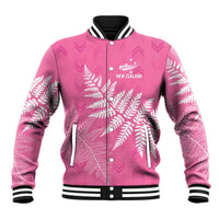 New Zealand Lawn Bowls Breast Cancer Personalized Baseball Jacket Wrap-Around Silver Fern - Polynesian Pride