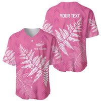 New Zealand Lawn Bowls Breast Cancer Personalized Baseball Jersey Wrap-Around Silver Fern LT7 - Polynesian Pride