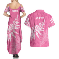 New Zealand Lawn Bowls Breast Cancer Personalized Couples Matching Summer Maxi Dress and Hawaiian Shirt Wrap-Around Silver Fern - Polynesian Pride
