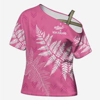 New Zealand Lawn Bowls Breast Cancer Personalized Cross Shoulder Shirt Wrap-Around Silver Fern - Polynesian Pride