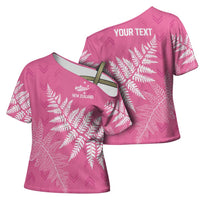 New Zealand Lawn Bowls Breast Cancer Personalized Cross Shoulder Shirt Wrap-Around Silver Fern LT7 - Polynesian Pride