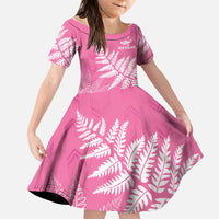 New Zealand Lawn Bowls Breast Cancer Personalized Family Matching Long Sleeve Bodycon Dress and Hawaiian Shirt Wrap-Around Silver Fern - Polynesian Pride