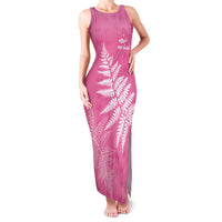 New Zealand Lawn Bowls Breast Cancer Personalized Family Matching Tank Maxi Dress and Hawaiian Shirt Wrap-Around Silver Fern - Polynesian Pride