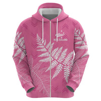 New Zealand Lawn Bowls Breast Cancer Personalized Hoodie Wrap-Around Silver Fern - Polynesian Pride