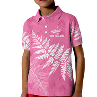 New Zealand Lawn Bowls Breast Cancer Personalized Kid Polo Shirt Wrap-Around Silver Fern LT7 Kid Pink - Polynesian Pride