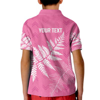New Zealand Lawn Bowls Breast Cancer Personalized Kid Polo Shirt Wrap-Around Silver Fern - Polynesian Pride