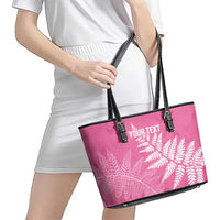 New Zealand Lawn Bowls Breast Cancer Personalized Leather Tote Bag Wrap-Around Silver Fern - Polynesian Pride