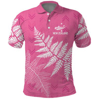 New Zealand Lawn Bowls Breast Cancer Personalized Polo Shirt Wrap-Around Silver Fern LT7 Pink - Polynesian Pride