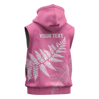 New Zealand Lawn Bowls Breast Cancer Personalized Sleeveless Hoodie Wrap-Around Silver Fern - Polynesian Pride