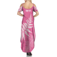New Zealand Lawn Bowls Breast Cancer Personalized Summer Maxi Dress Wrap-Around Silver Fern - Polynesian Pride
