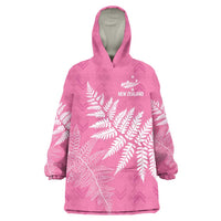 New Zealand Lawn Bowls Breast Cancer Personalized Wearable Blanket Hoodie Wrap-Around Silver Fern - Polynesian Pride