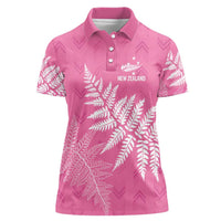 New Zealand Lawn Bowls Breast Cancer Personalized Women Polo Shirt Wrap-Around Silver Fern - Polynesian Pride