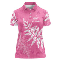 New Zealand Lawn Bowls Breast Cancer Personalized Women Polo Shirt Wrap-Around Silver Fern - Polynesian Pride