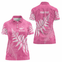 New Zealand Lawn Bowls Breast Cancer Personalized Women Polo Shirt Wrap-Around Silver Fern - Polynesian Pride