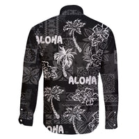 Aloha Vintage Quilt Family Matching Long Sleeve Bodycon Dress and Hawaiian Shirt Hawaiian Seamless - Black LT7 - Polynesian Pride