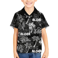 Aloha Vintage Quilt Kid Hawaiian Shirt Hawaiian Seamless - Black LT7 Kid Black - Polynesian Pride