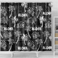 Aloha Vintage Quilt Shower Curtain Hawaiian Seamless - Black LT7 - Polynesian Pride